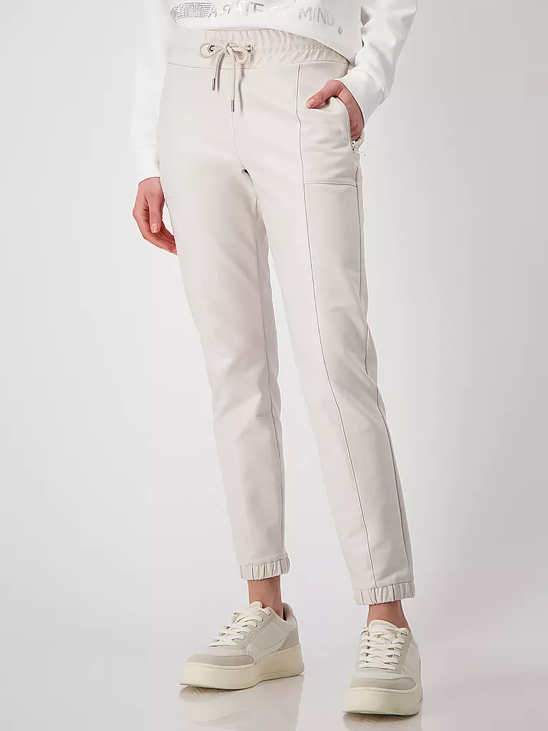 MONARI Hose in Lederoptik creme
