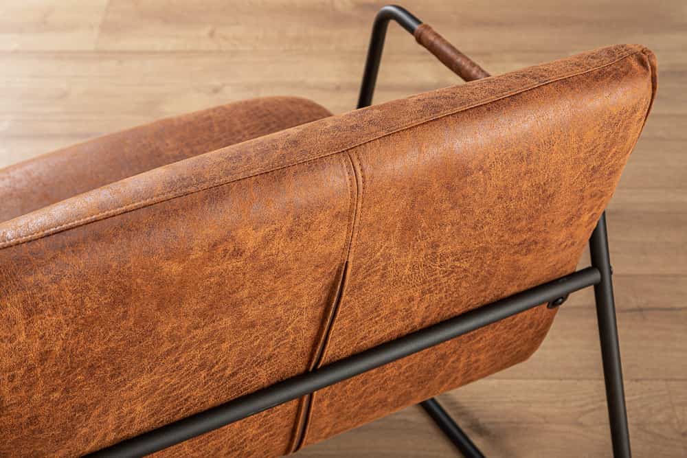 Retro Lounge Sessel MUSTANG LOUNGER antik hellbraun mit Ziersteppung