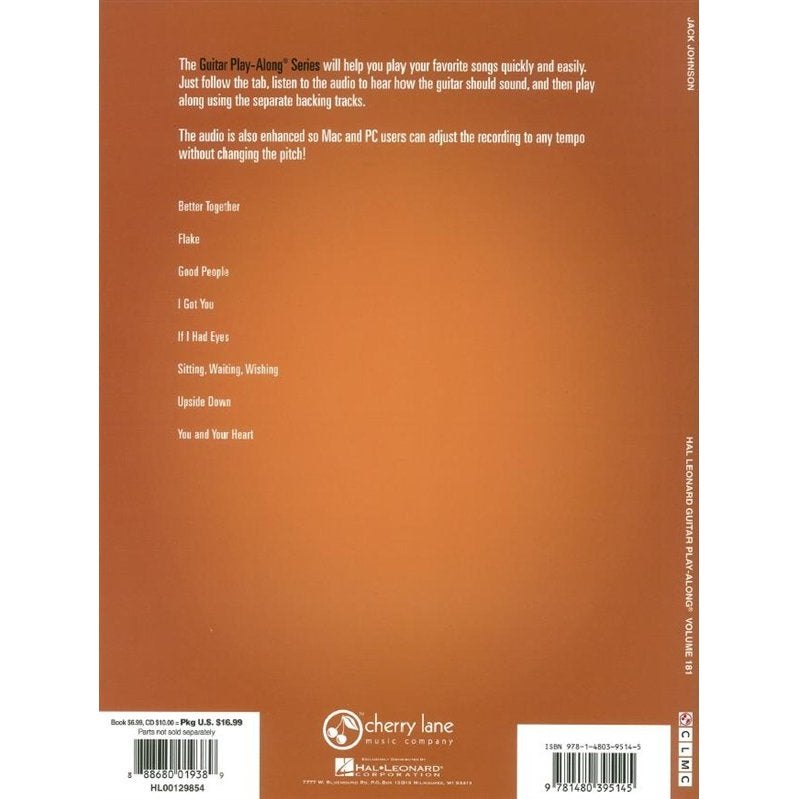 Hal Leonard - Guitar Play Along Vol. 181 - Jack Johnson