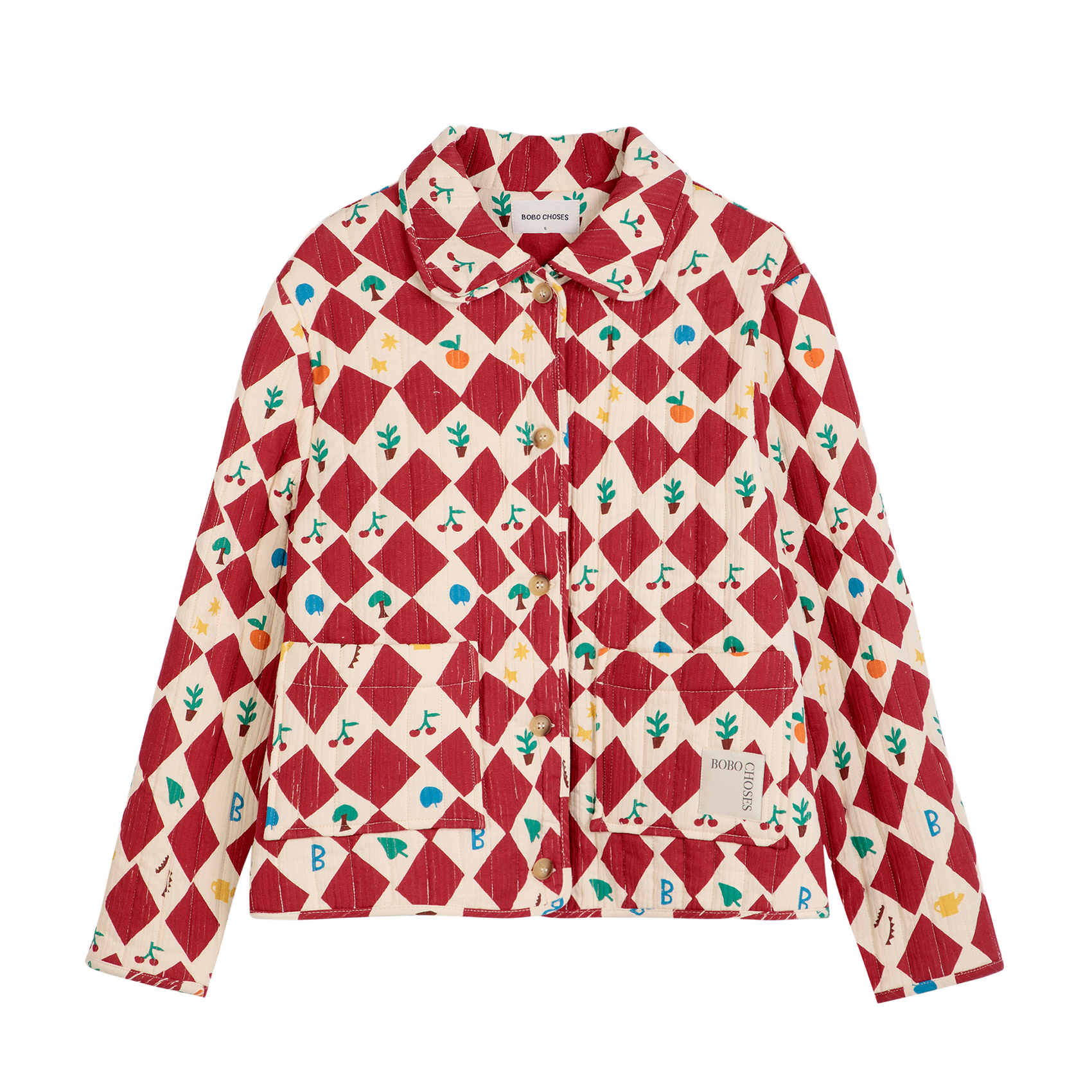 Veste col classique imprimée en coton | Rouge