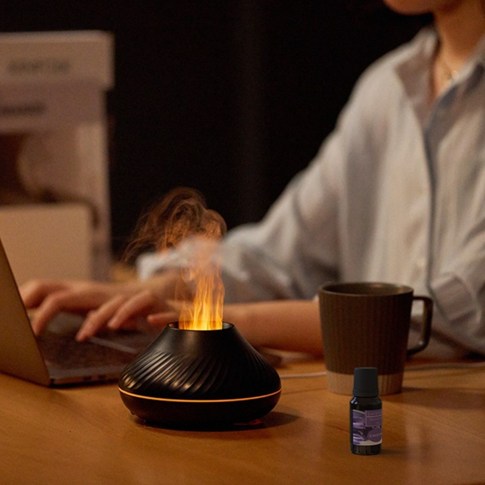 (130ml) USB Luftbefeuchter Aroma Öl Diffuser mit LED Beleuchtung - Schwarz