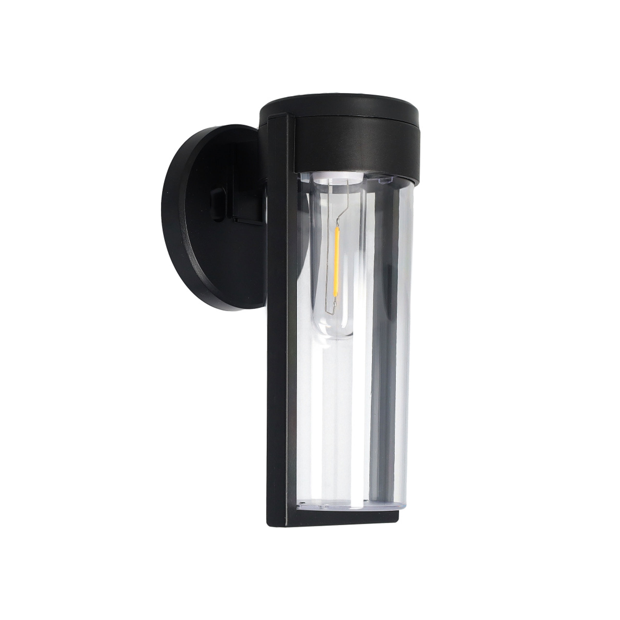 (2er Set) LED Solar Outdoor Lampe Wandleuchte Aussen Beleuchtung mit Glühbirne (IP65) - Warmweiss