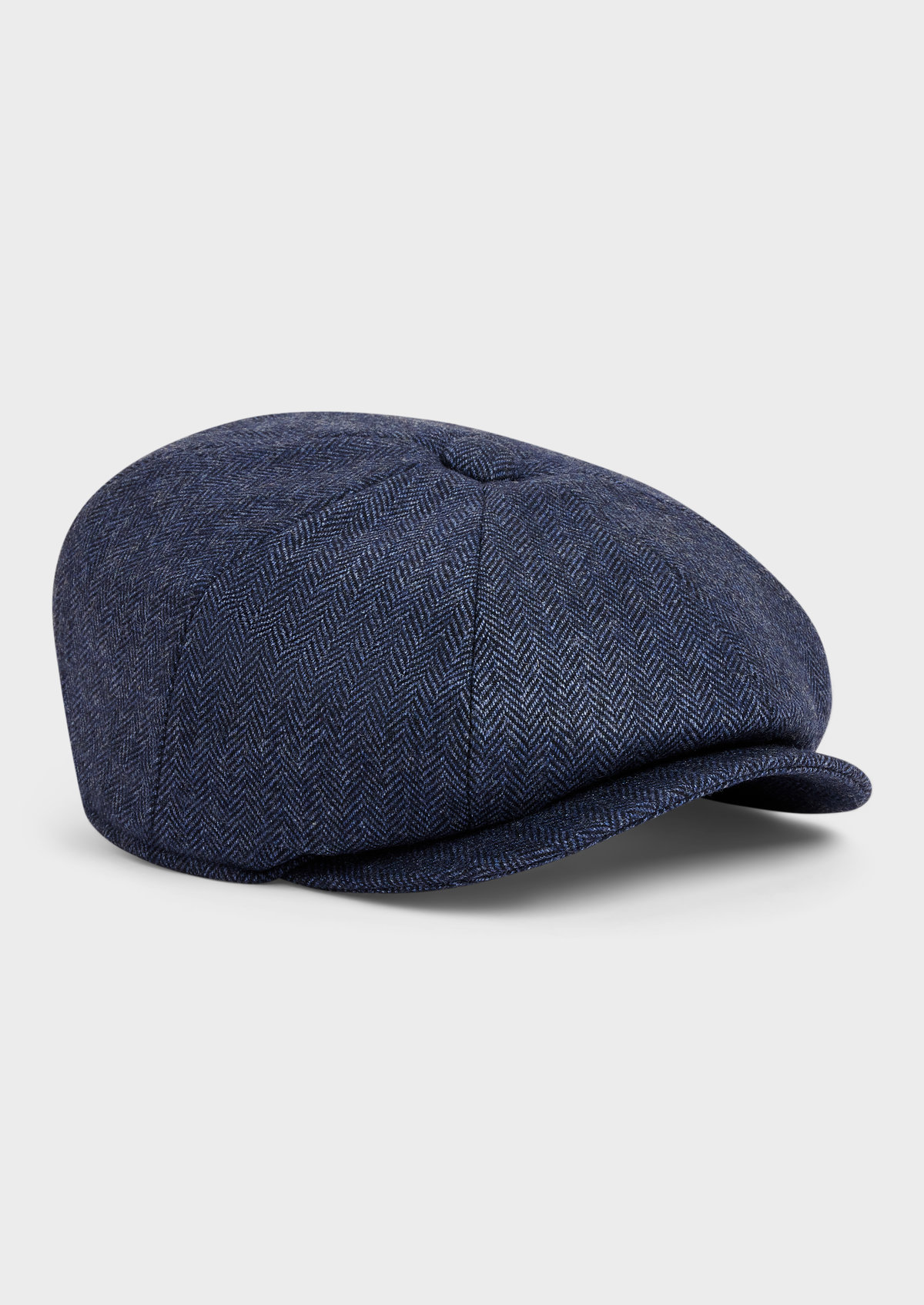 Casquette en tweed de laine mélangée unie bleu jeans