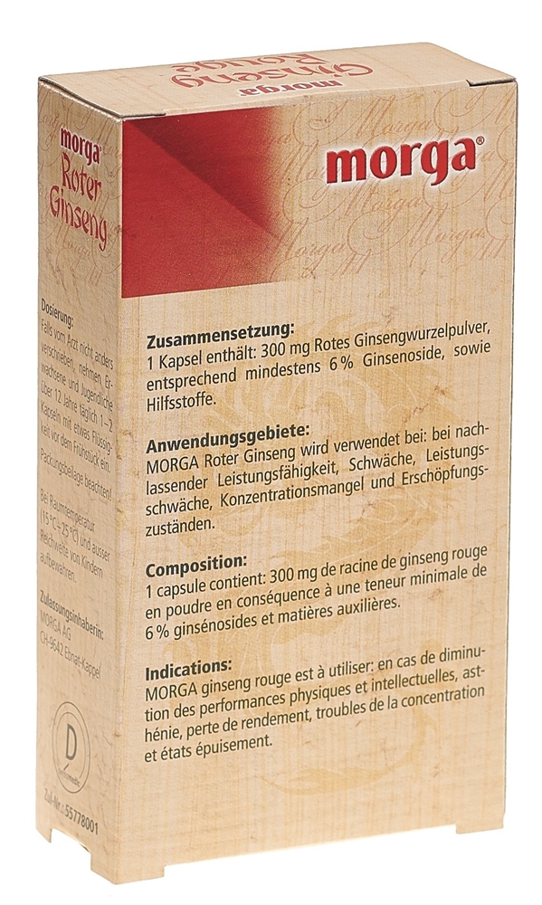 MORGA Roter Ginseng<br>30 Stück, Blister, Hartkapsel