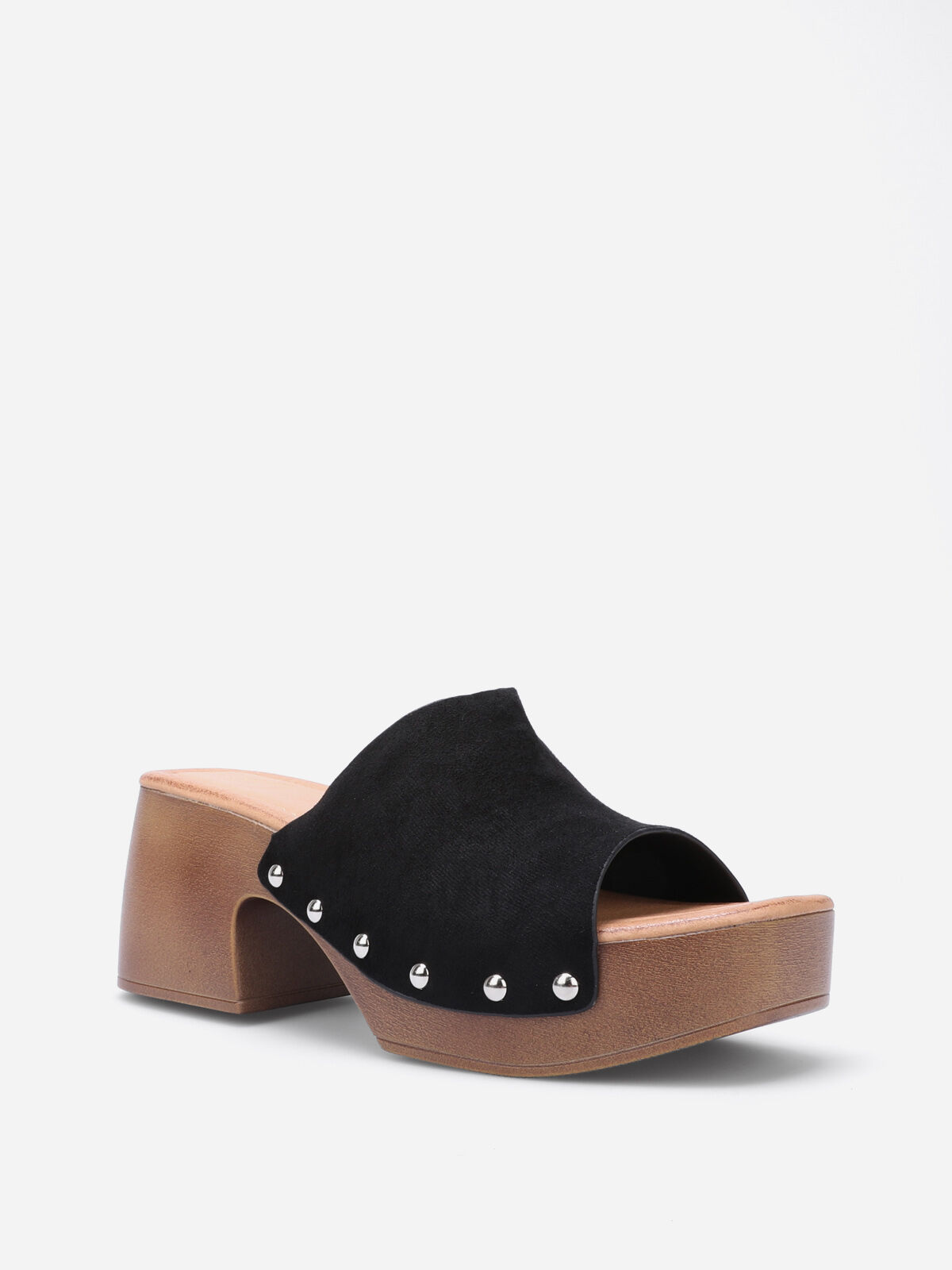 Mules sabots cloutées à plateforme- Noir
