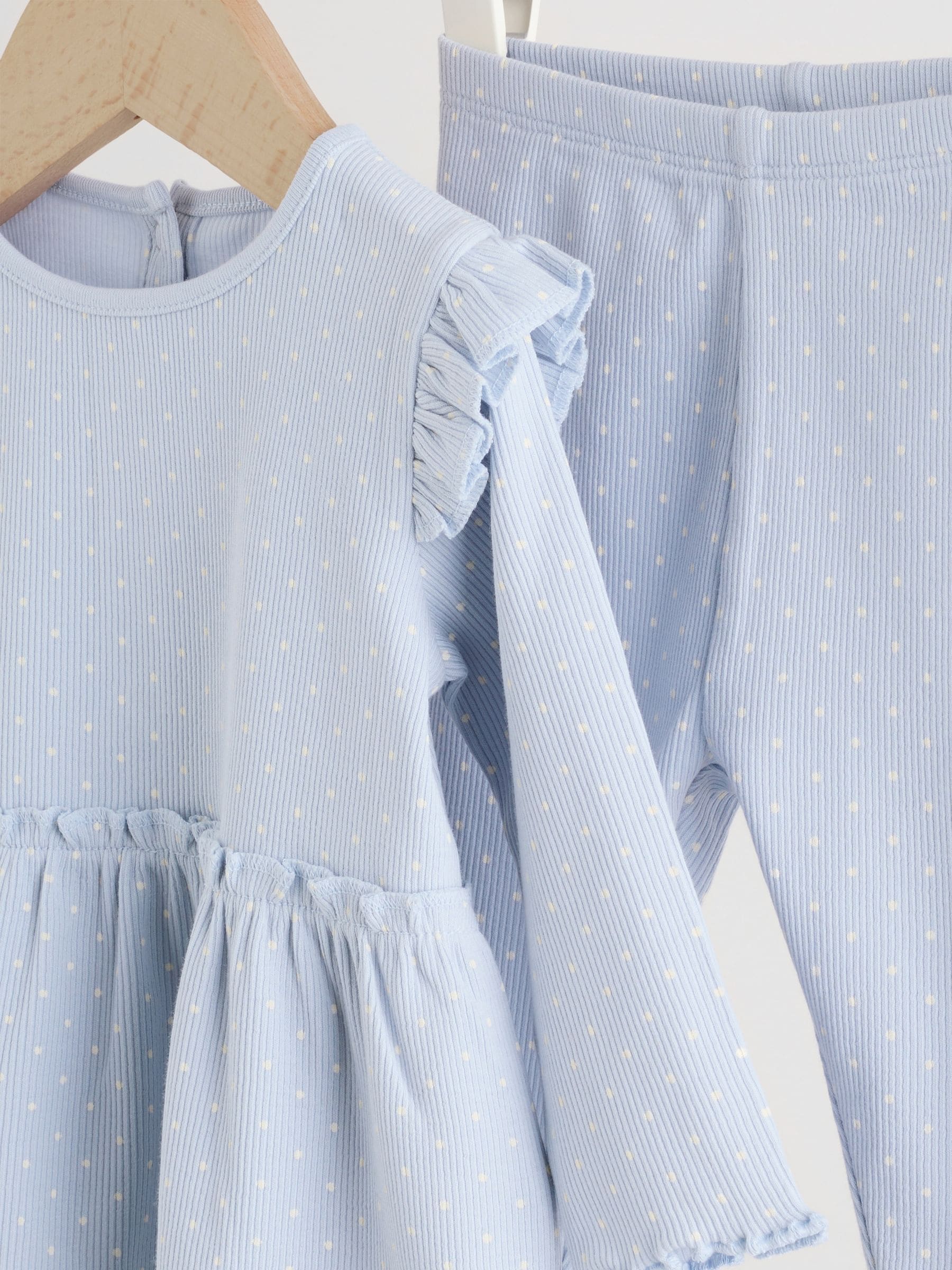 Blauw met stippen - Set met babyfriltop met lange mouwen en legging (0mnd-2jr)