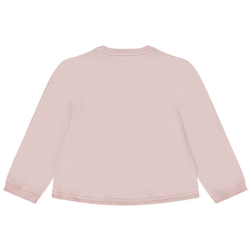 Gilet en tricot uni pour bébé fille - Rose