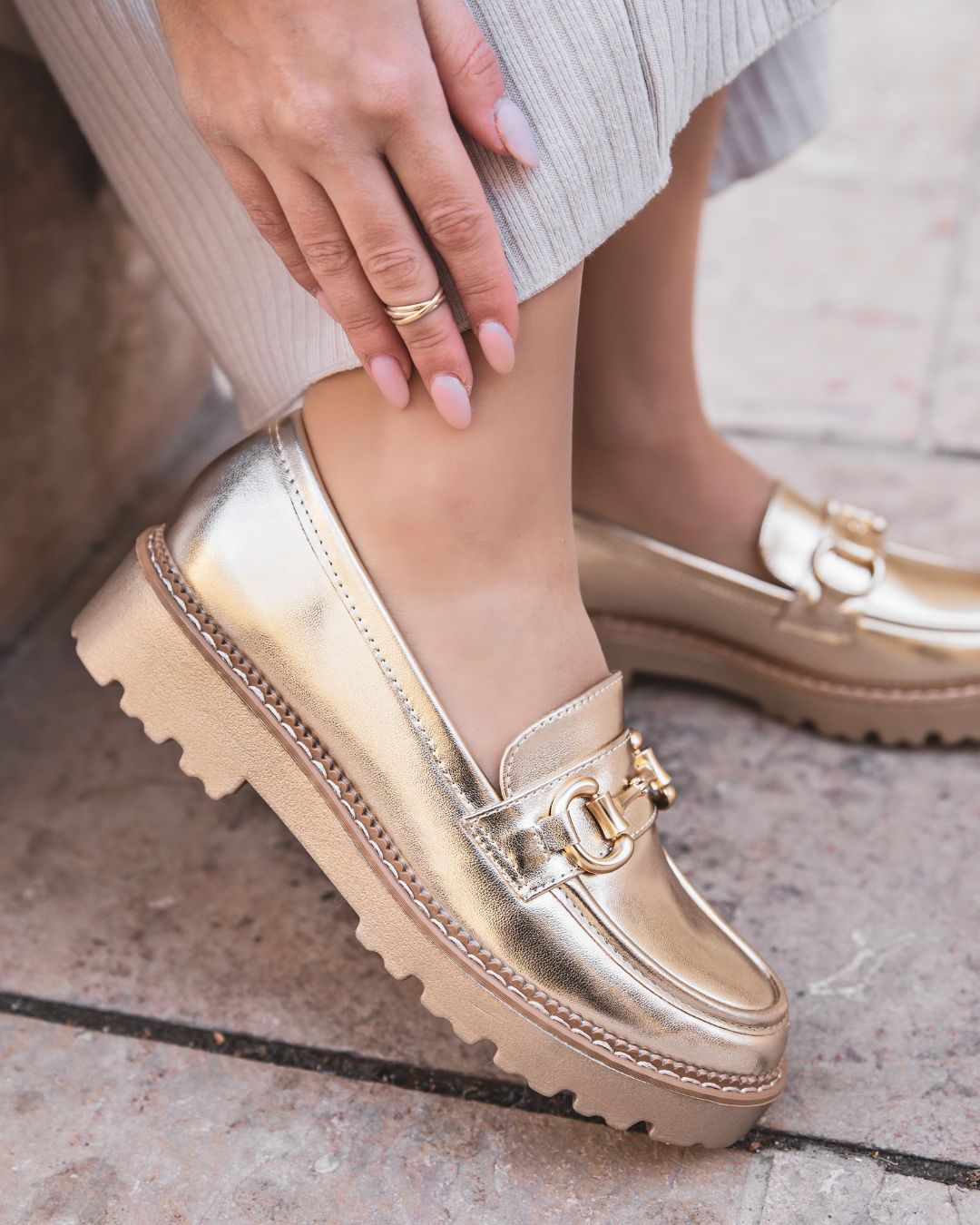 Mocassin femme doré - Jade