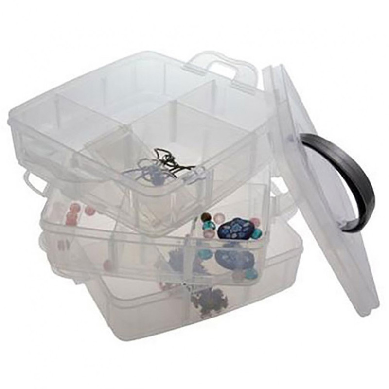 Boite de rangement plastique 18 compartiments Translucide