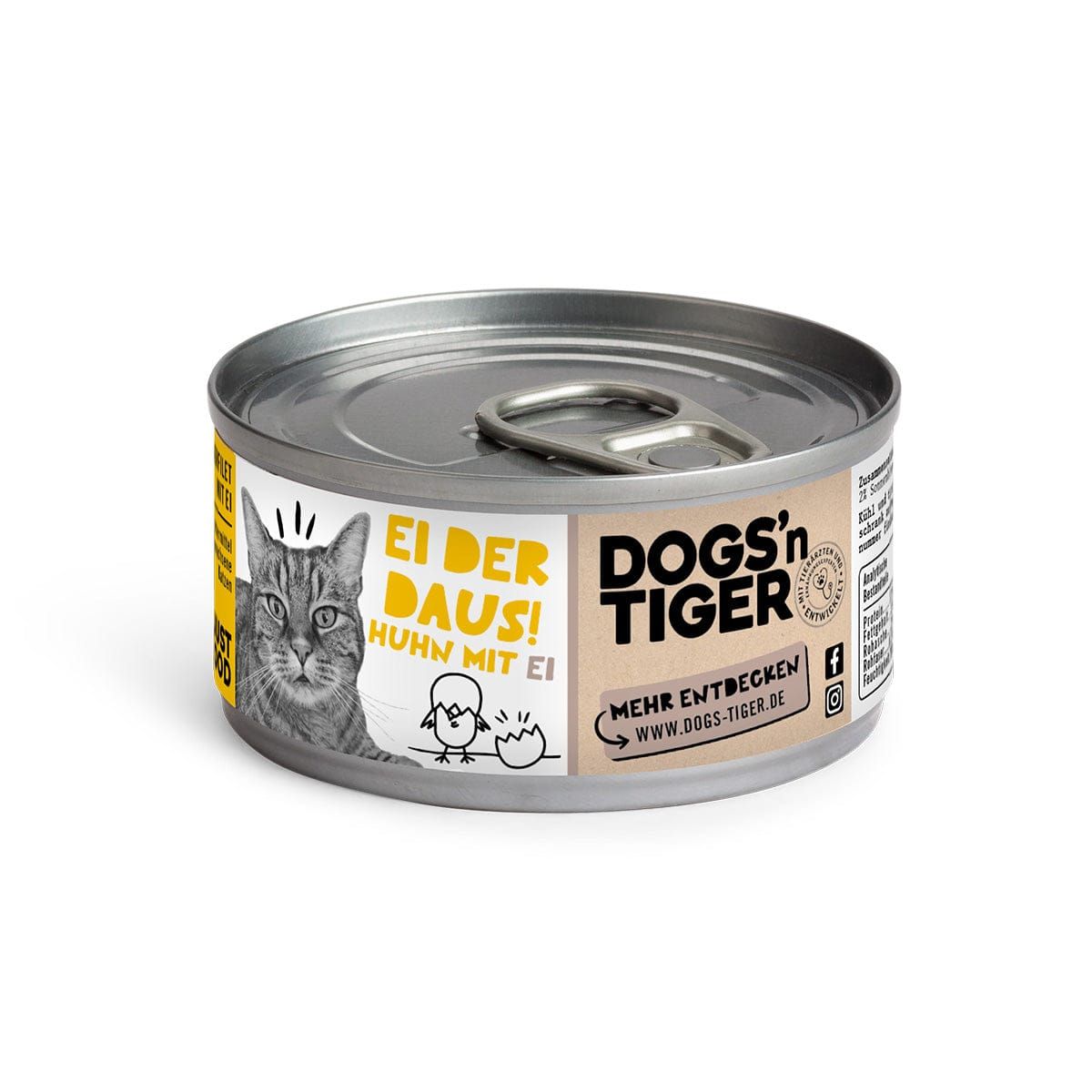 Dogs’n Tiger Adult Premium Katzenfutter Ei Der Daus, Nassfutter, Getreidefrei, Huhn & Ei