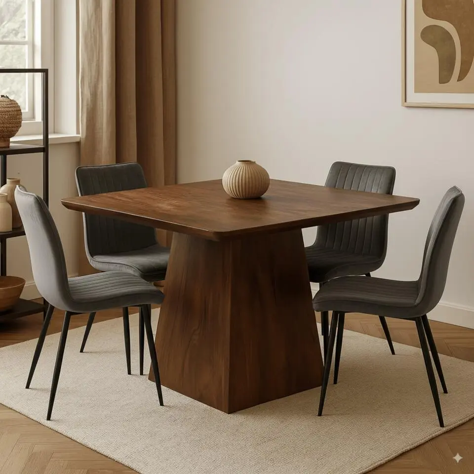 Mangohoutonline - Eettafel Nova Vierkant 90x90cm Donkerbruin Vierkant
