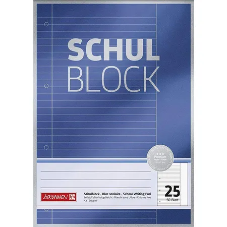 BRUNNEN Schulblock A4 liniert, mit Rand, Lineatur 25