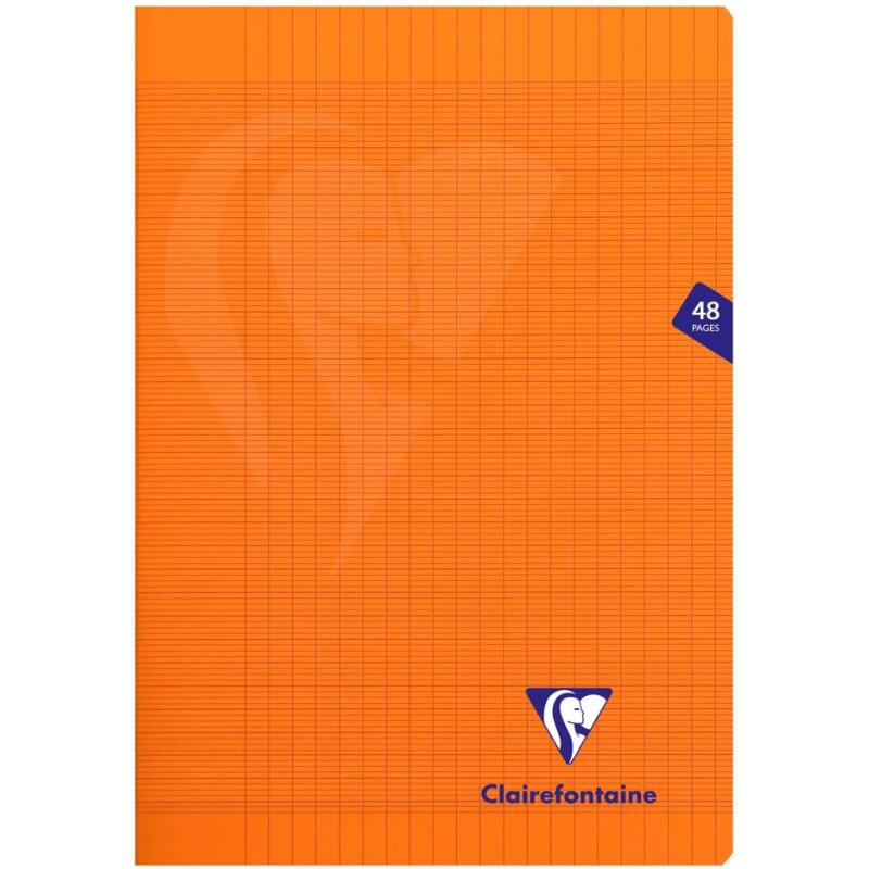 Cahier piqué Mimesys A4 48 pages grands carreaux couverture polypropylène - Orange