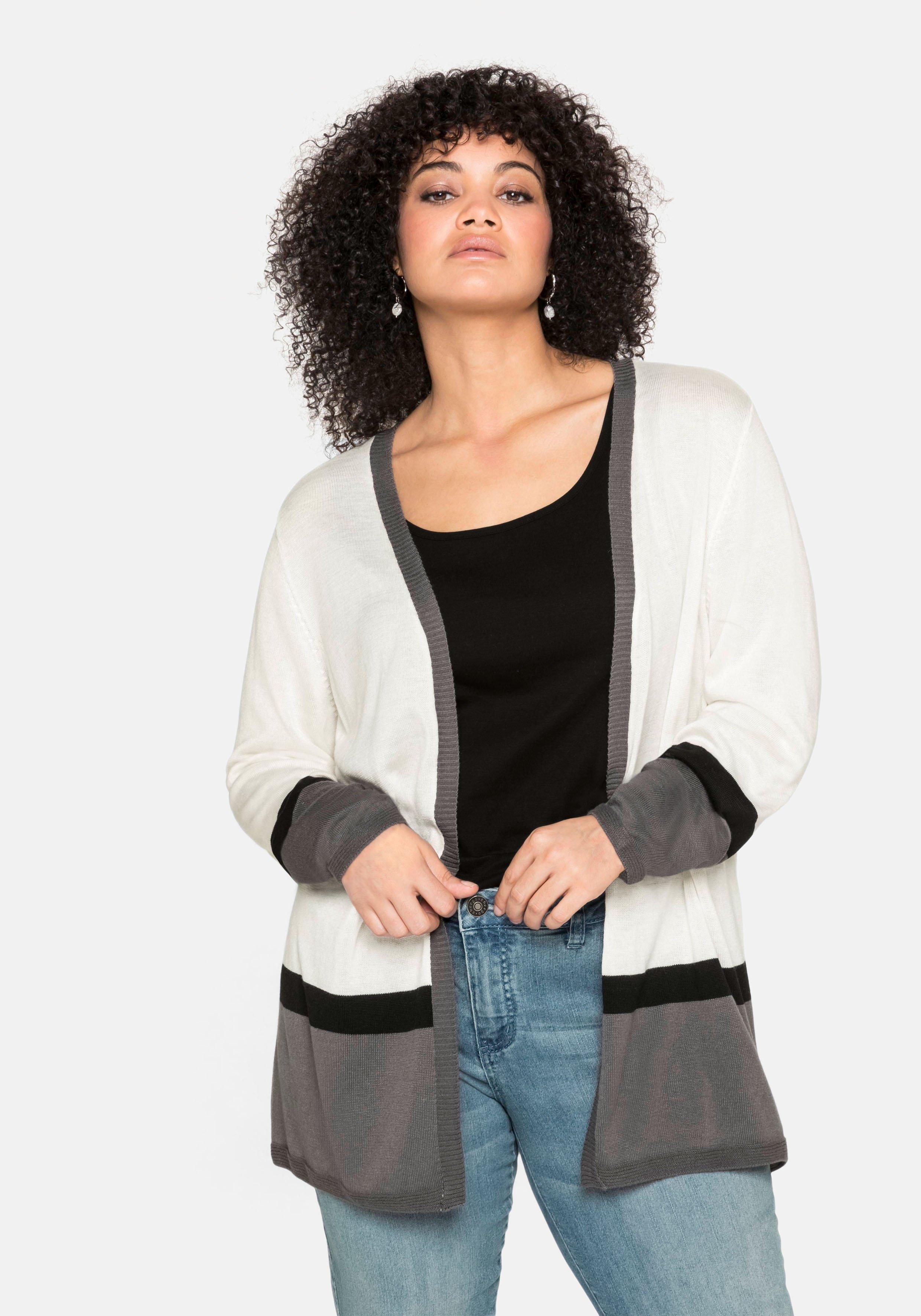 Strickjacke im Colourblocking-Stil, in offener Form
