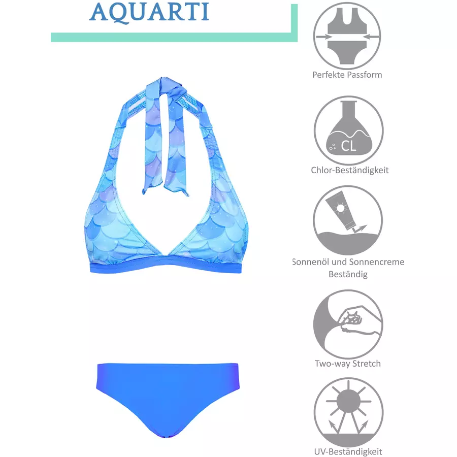 Aquarti Mädchen Bikini Set Zweiteilig Bikinislip Bustier türkisblau