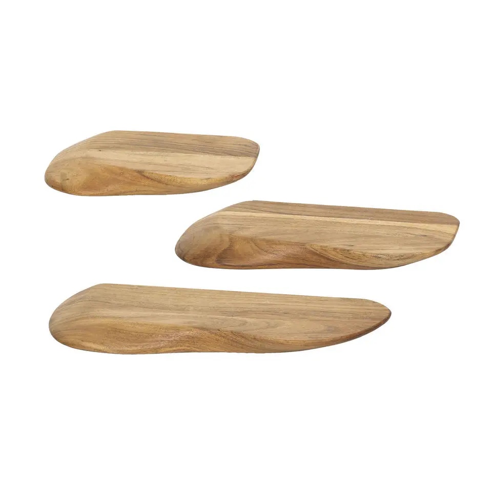 Hoyz Collection - Wandschap Organic - Massief Acacia Naturel - Set van 3