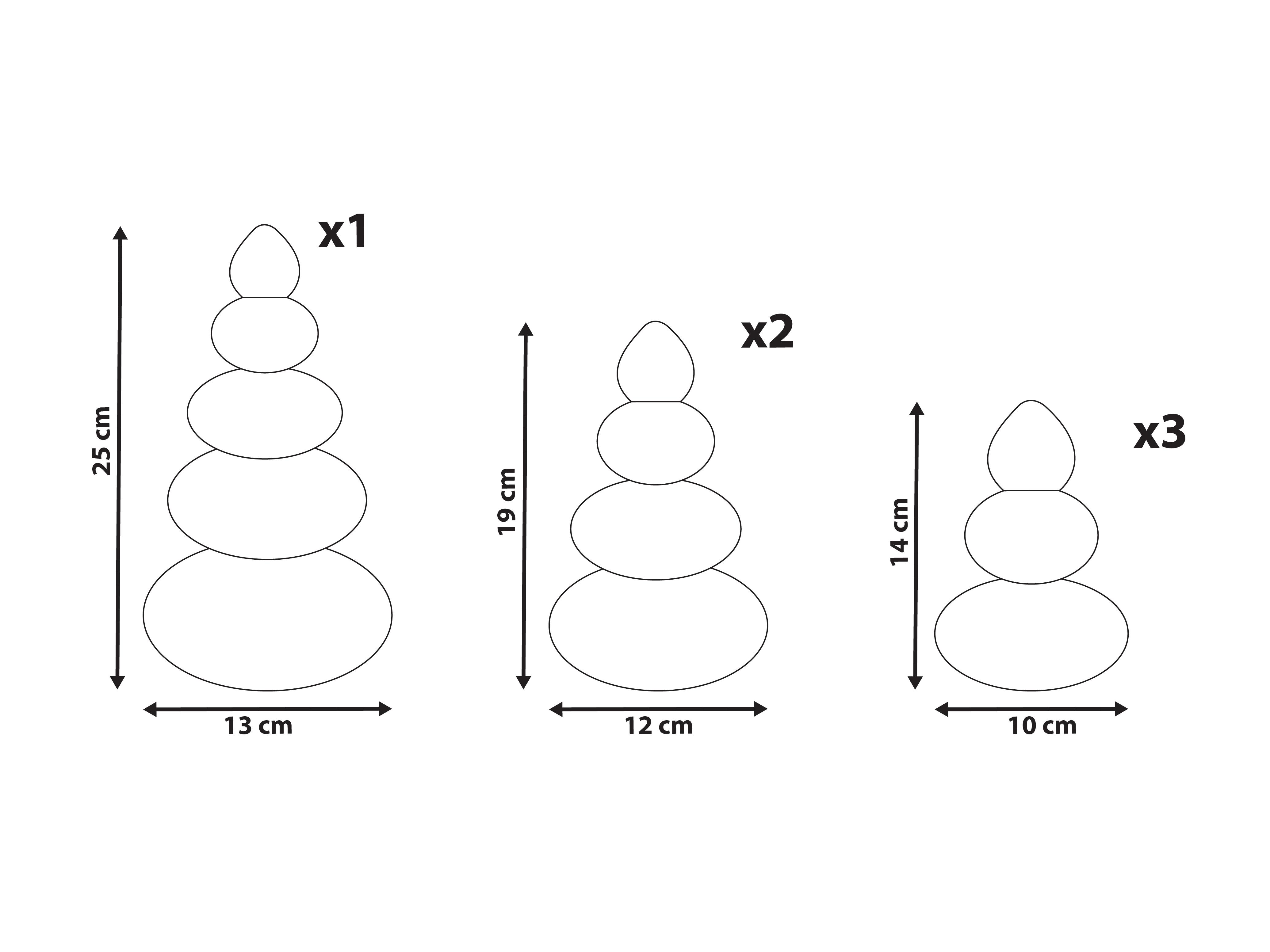 Set van 6 kerstdecoraties RANELVA Kerstboom 14/19/25 cm Bruin/beige