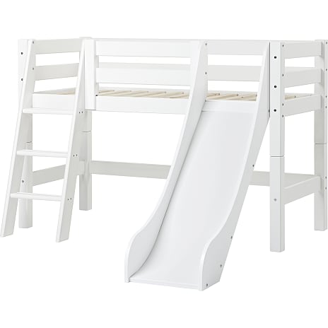 Hoppekids ECO Luxury halvhøj seng med rutsjebane og skrå stige 70x160 cm