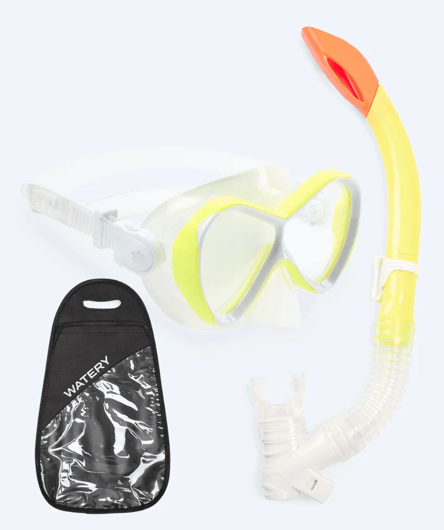 Watery Combo snorkelsæt til børn - Triton Semi-dry - Gul