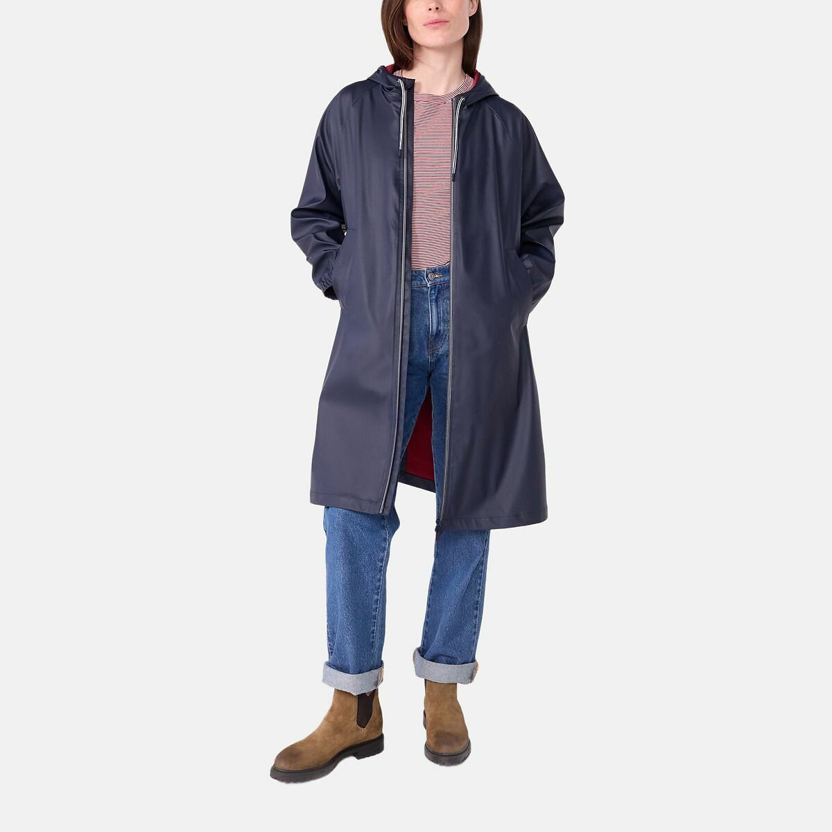 PETIT BATEAU<br>Capa de chuva longa bicolor para mulheres