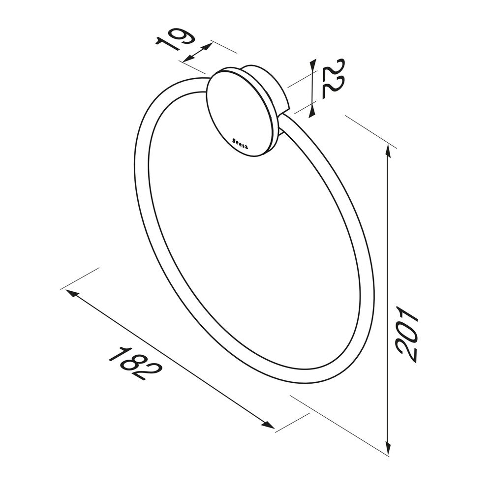Geesa Opal handdoekring zwart metaal geborsteld