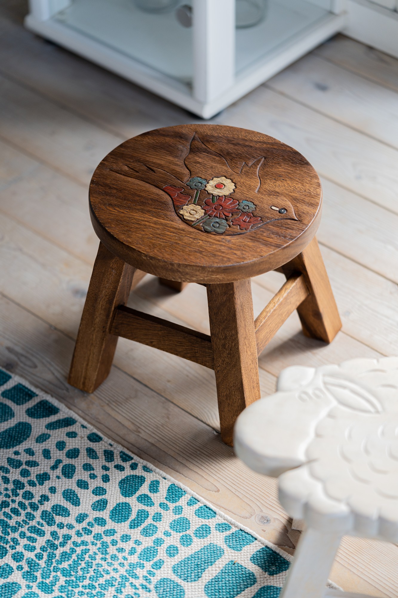 Hocker 'Paloma', natur, multicolor, H 25 cm, Ø 25 cm von fischer's lagerhaus