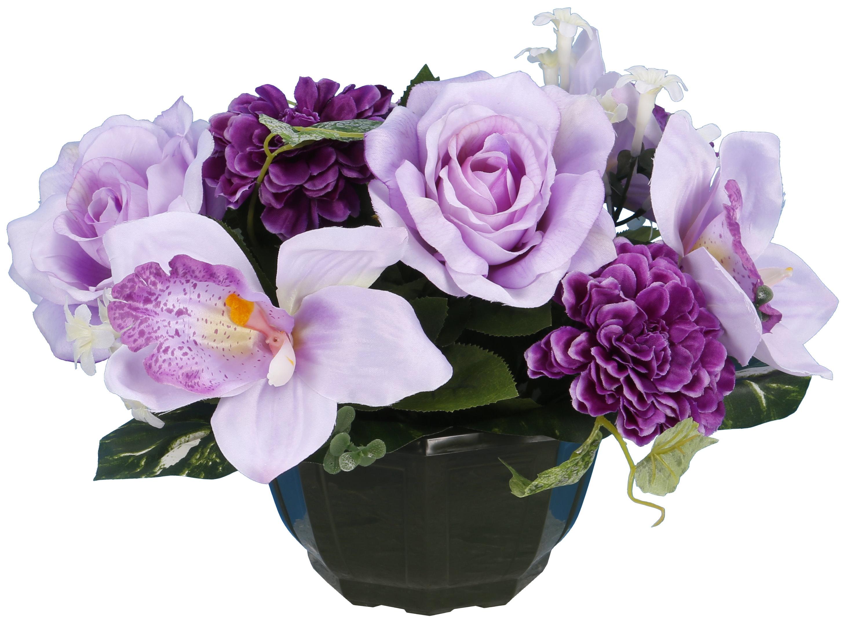 COUPE ROSE ORCHIDEE ZINNIA