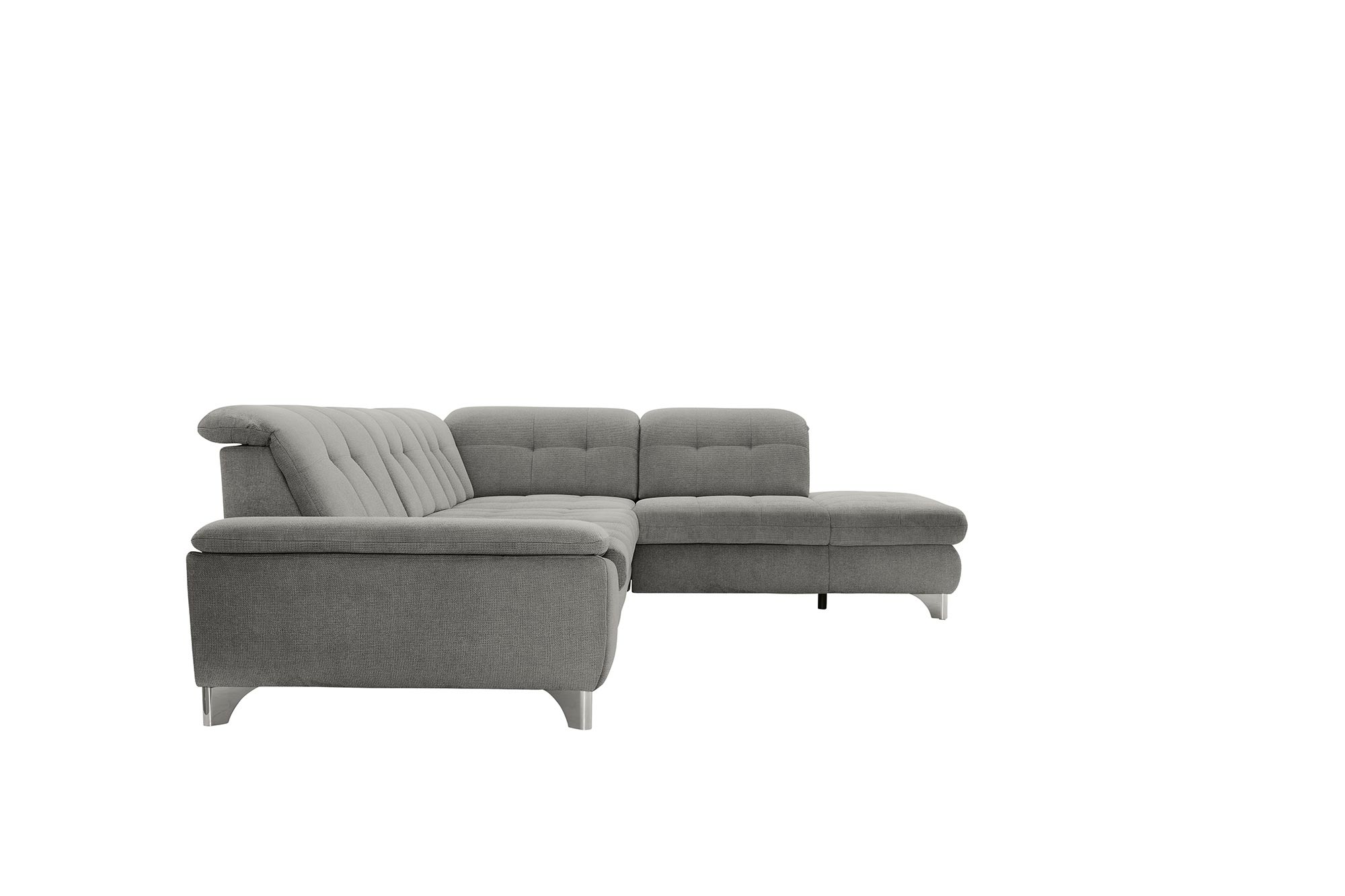 polsterpower Ecksofa - Belle silver - Basismodell - Ottomane rechts