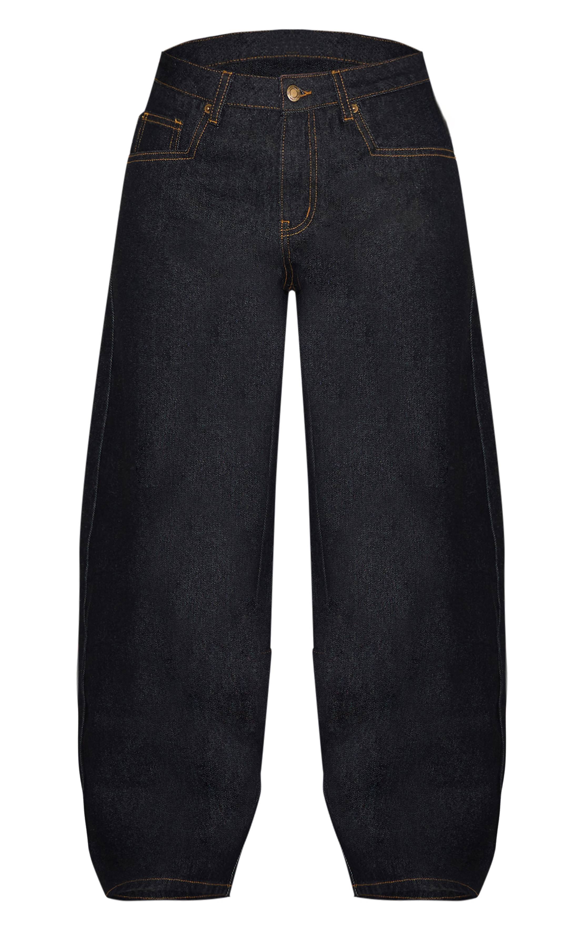 Bleu Indigo Foncé Jean Ballon Petite À Jambes Larges