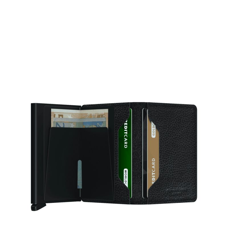 Porte-cartes Slimwallet Vegetable Tanned anti-RFID 10.2 cm Black-Black