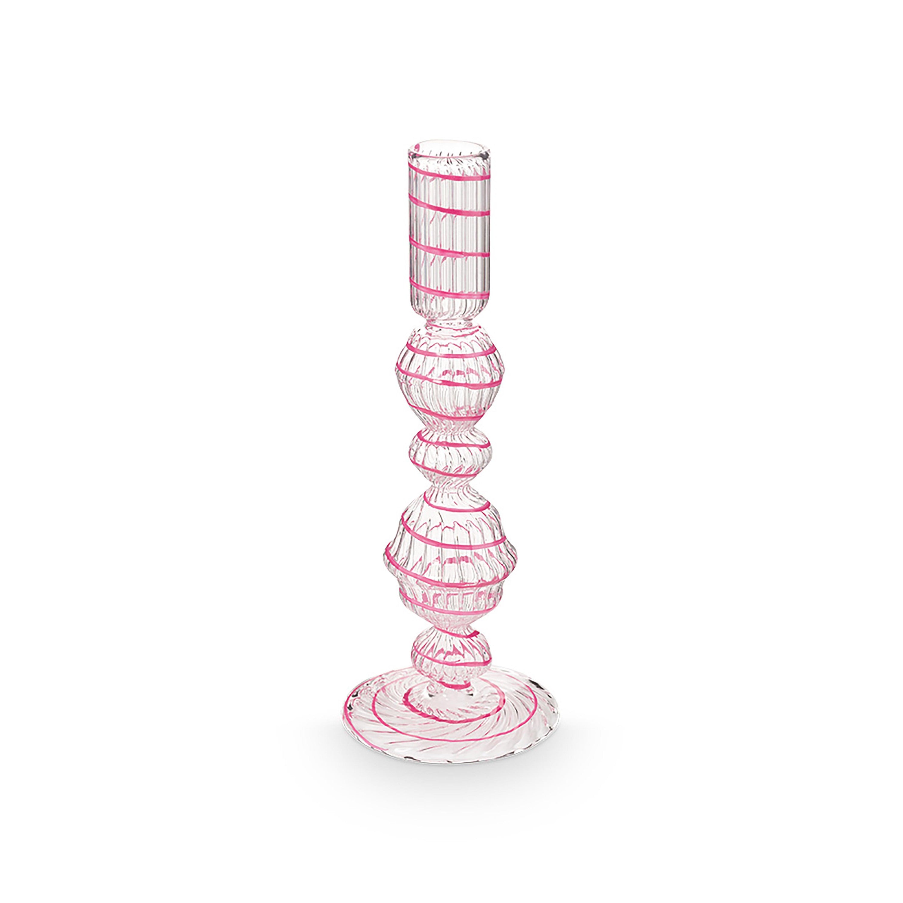 Pip Studio - Kandelaar - Woonaccessoires - Roze - Glas Swirl - 22cm