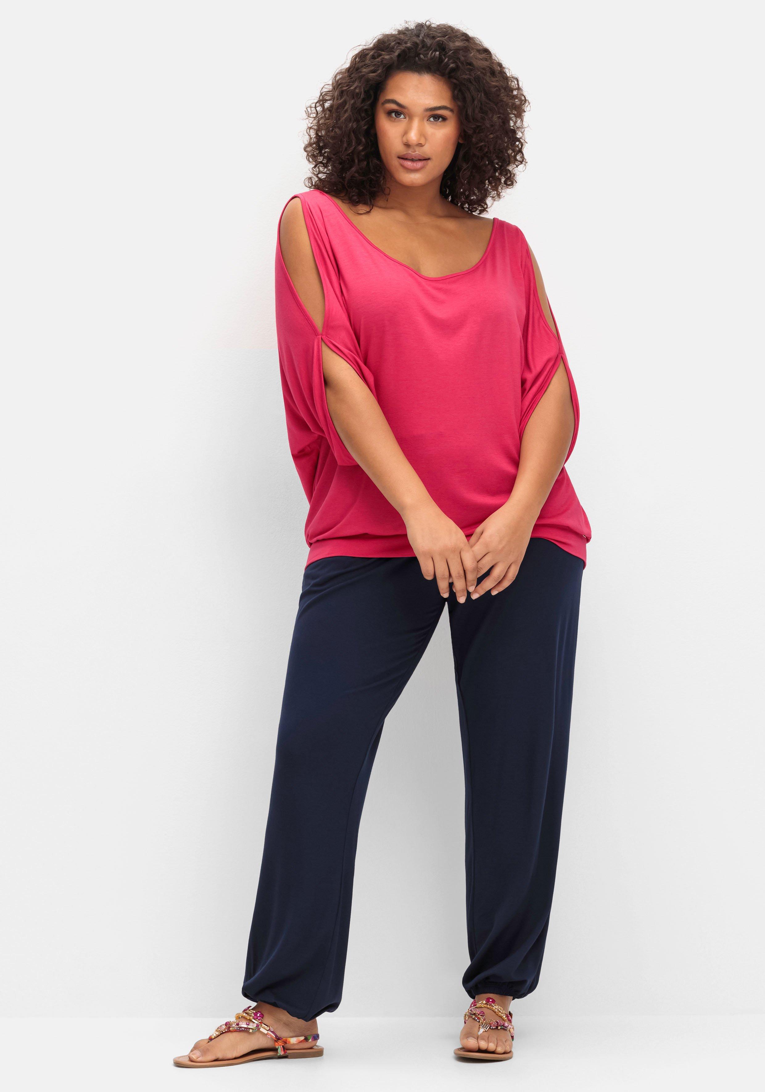 Jerseyhose mit Smokbund und Gummibündchen