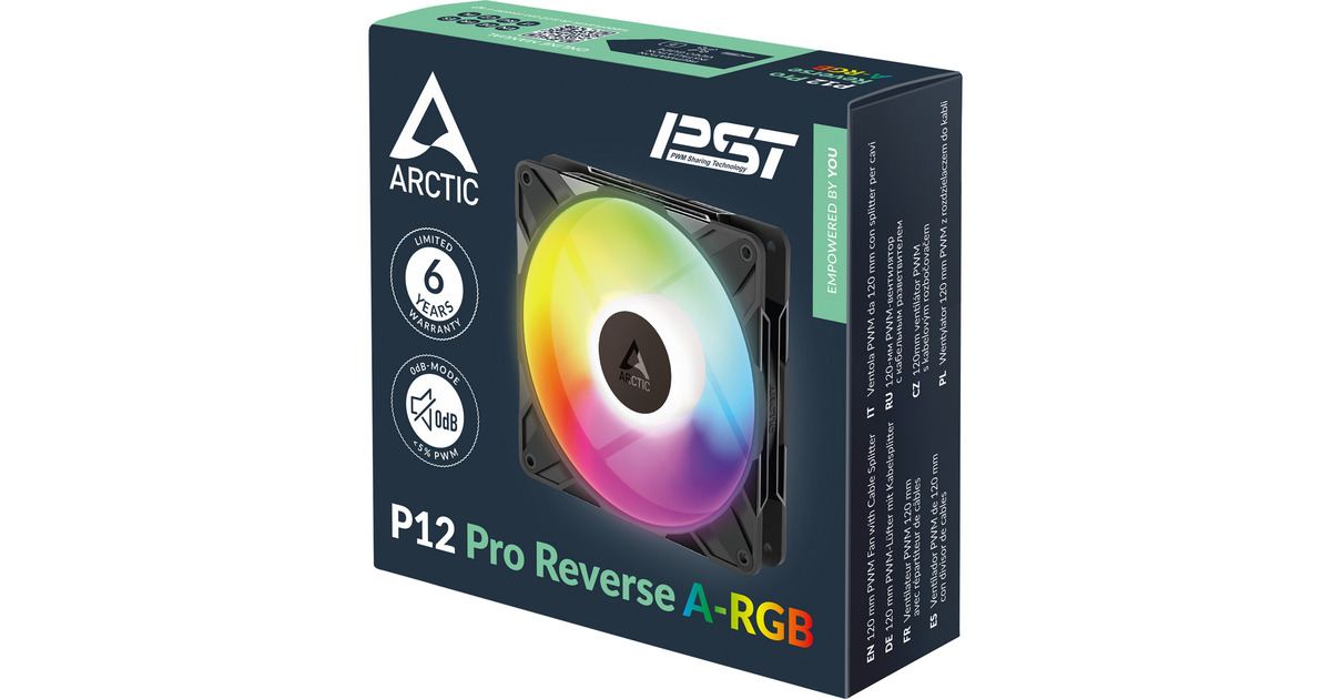 ARCTICP12 Pro Reverse A-RGB case fan  (Zwart, 120 x 120 x 27 mm, PWM)
