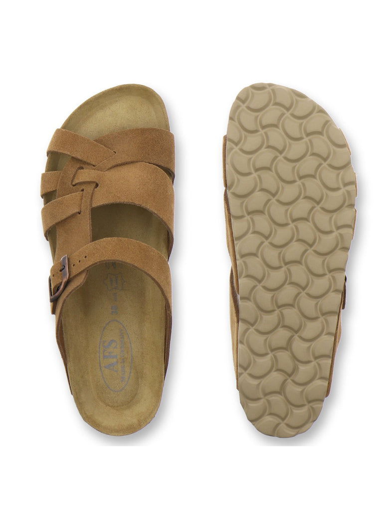 Pantoletten Damen Kralle cognac Velour