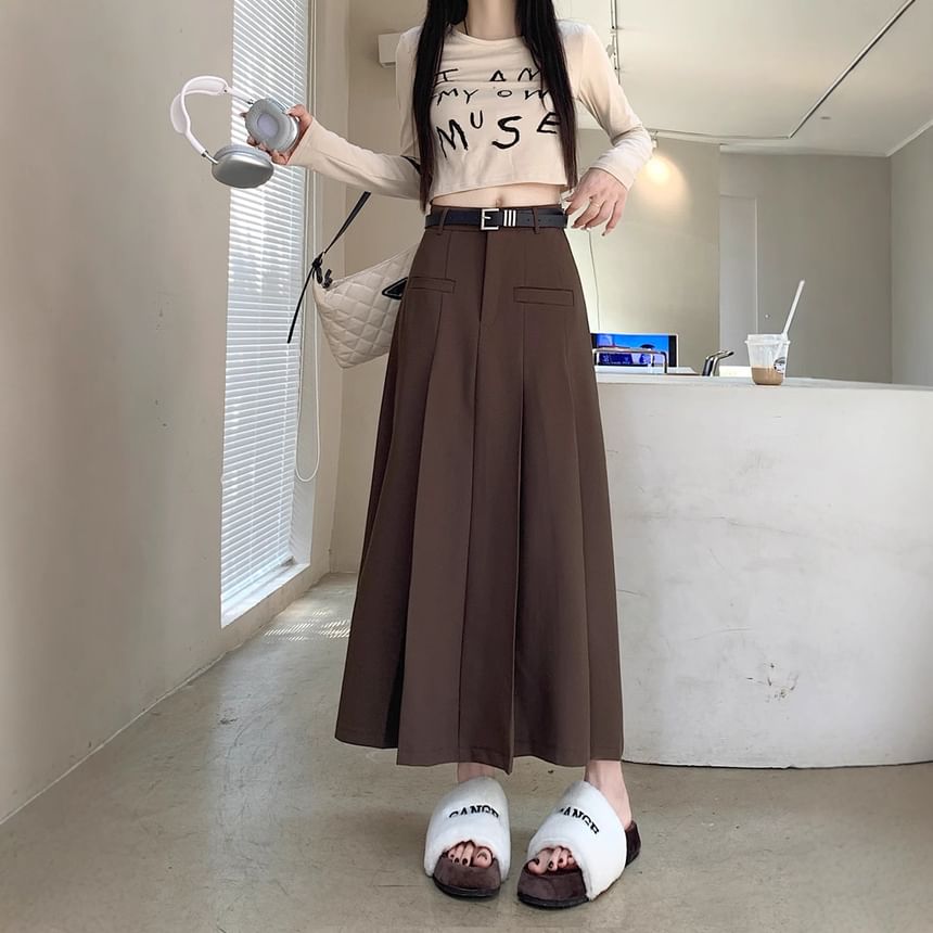 Kenning - Hoge taille geplooide maxi A-lijn rok
