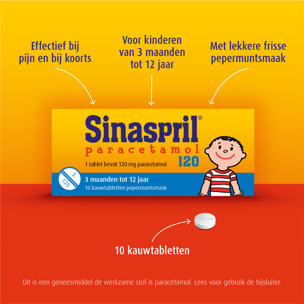 Sinaspril Paracetamol 120 mg 10 kauwtabletten