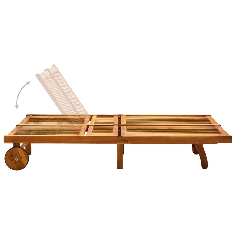 Transat chaise longue bain de soleil lit de jardin terrasse meuble d'extérieur 2 places avec coussins acacia solide 02_001223