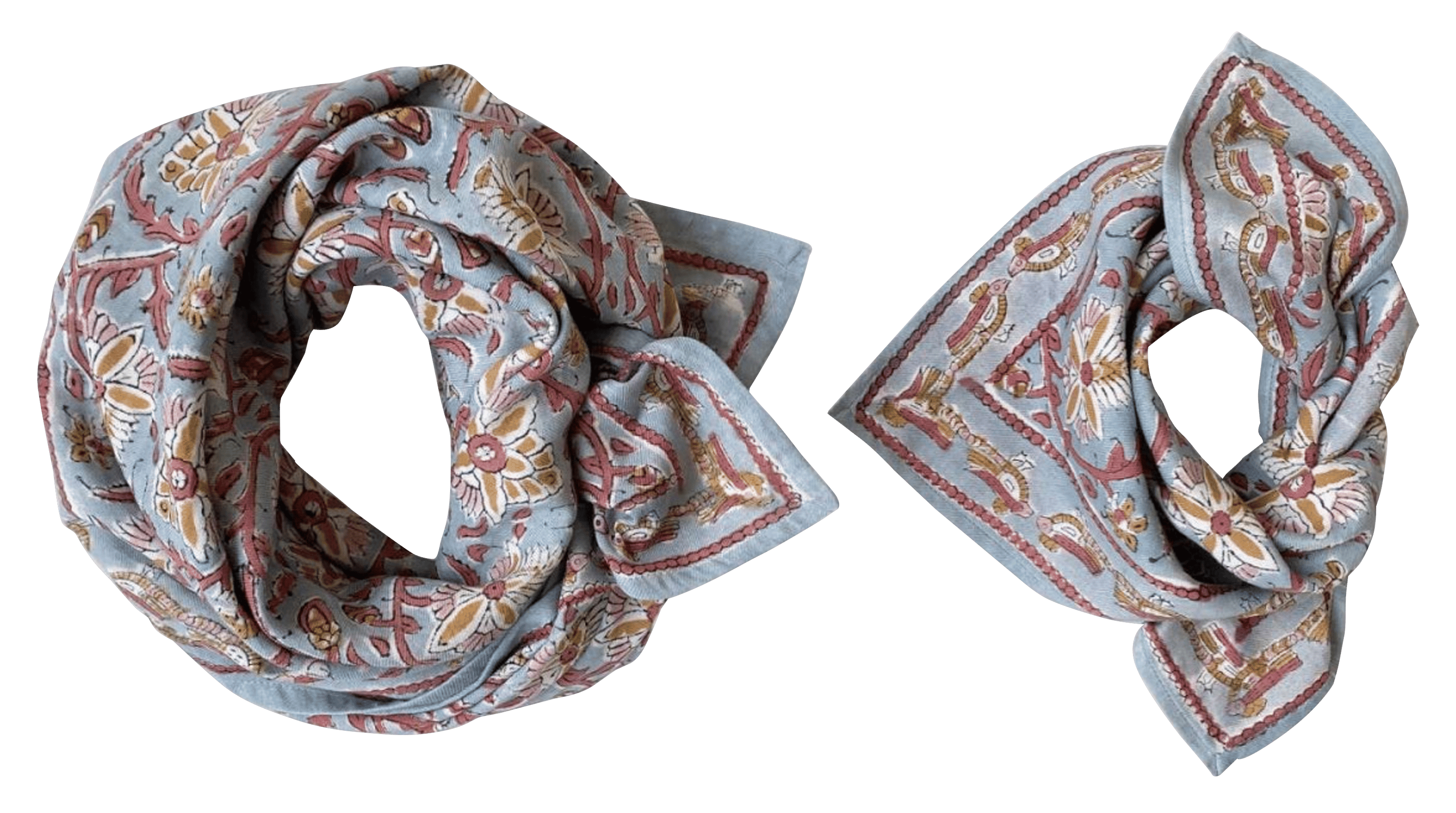 MANIKA - Foulard en coton imprimé | Bleu