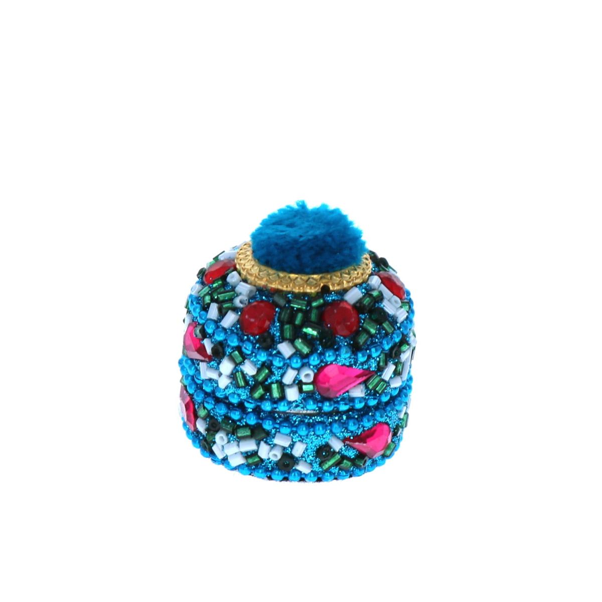 Petite boîte indienne ronde bleue Pondie Chérie