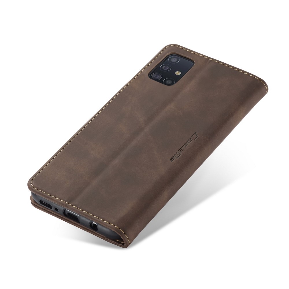 Samsung Galaxy A51 (2019) Leder Tasche Flip Wallet Etui mit Kartenfächern - Dunkelbraun