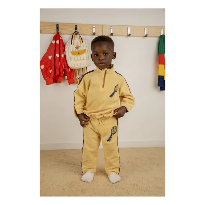 Mini Rodini Sweat Col Zippé Tennis Eponge Bio | Jaune