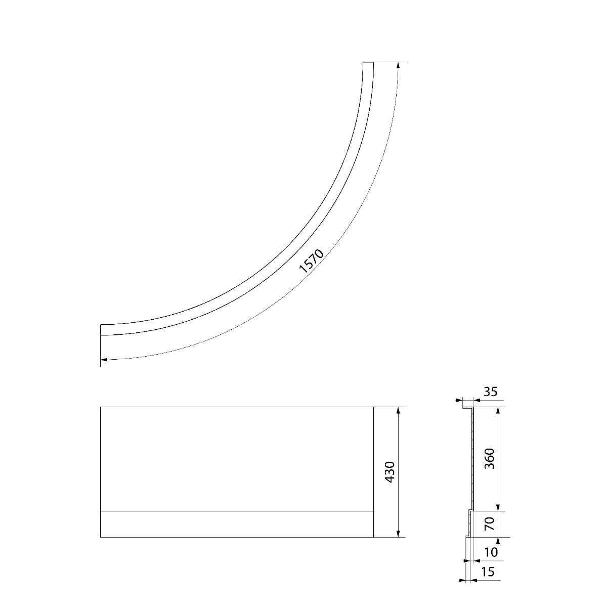 Polysan Selma douchebak paneel voor 90x90cm wit