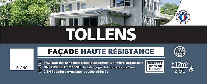 Peinture extérieure façade Tollens haute résistance blanc 2,5L
