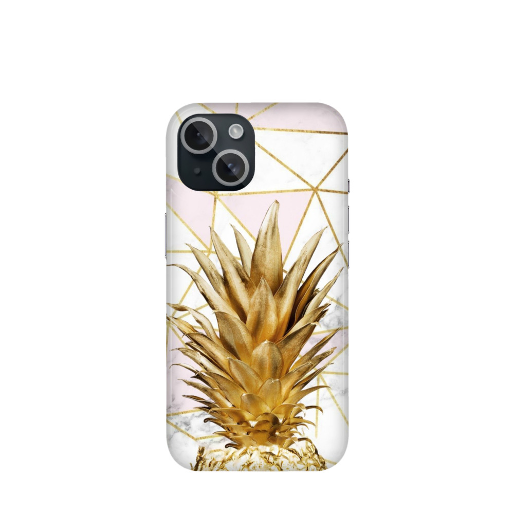 iPhone 15 Kunststoff Hülle Ananas - Gold