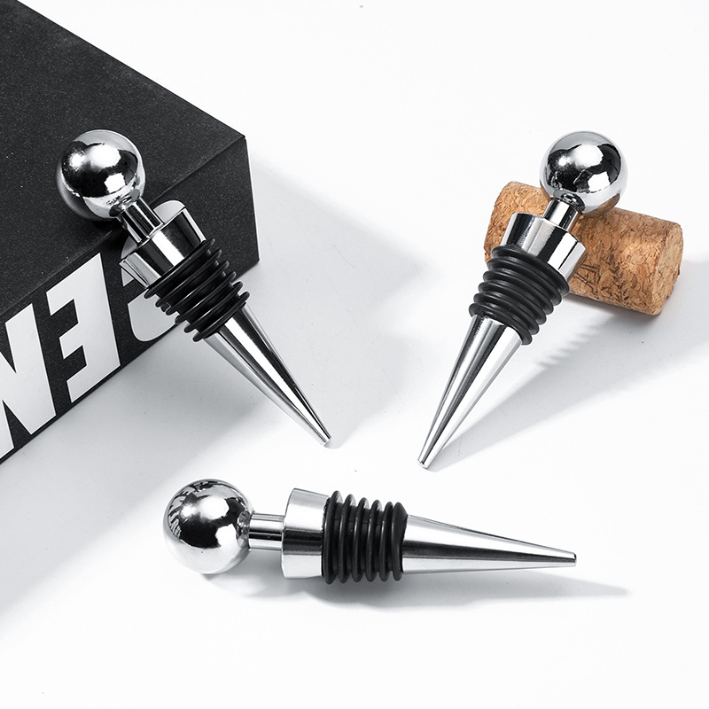 (3er Set) Wein Flaschenverschluss Stopper - Silber / Schwarz