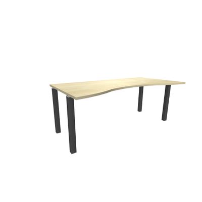 Bureau vague symétrique EXPRIM - L180 cm - Plateau imitation Erable - Pieds carbone