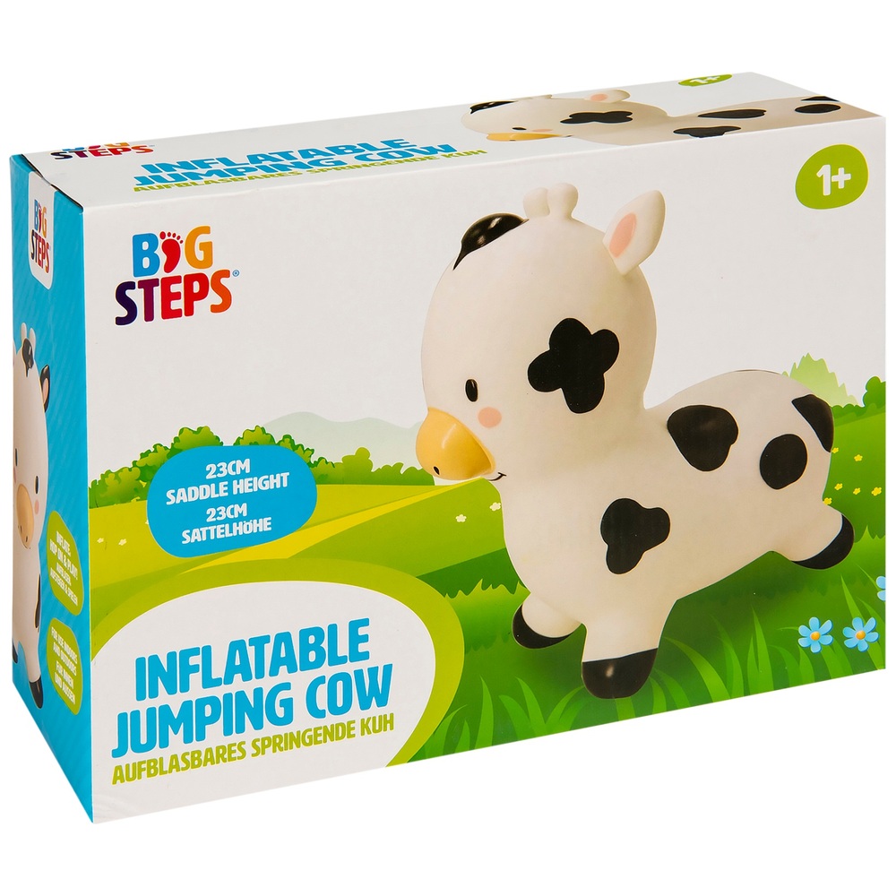 Aufblasbarer Kuhhüpfer von Big Steps Play, schwarz-weiß