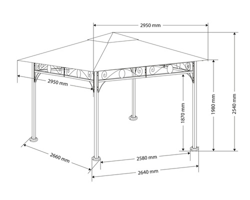 Gazebo Garden Place Kira 3 x 3 x 2,55 m polyester beige