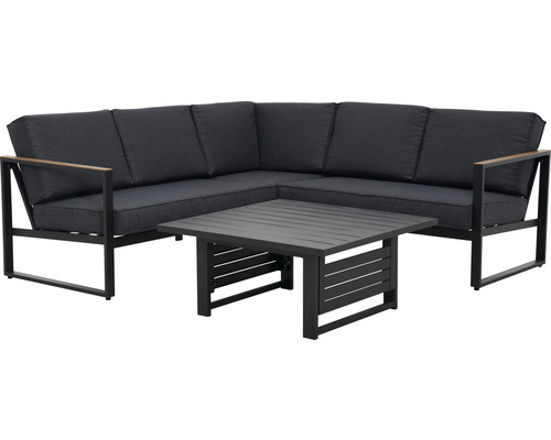 Garden Place Viven 4-zits loungeset inclusief in hoogte verstelbare tafel en kussens, antraciet aluminium