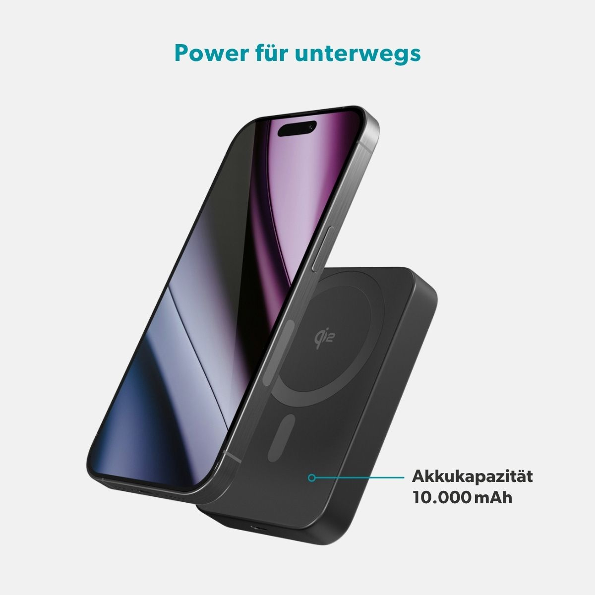 (15W) 10000mAh Alu Mag  EM71 Powerbank USB C Ladegerät MagSafe UltraPack Qi2 Wireless Charger PD (9915112100085) - Titan